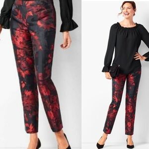 TALBOTS RSVP RED BLACK PAINTED FLORAL CHATHAM ANKLE PANTS Sz 6